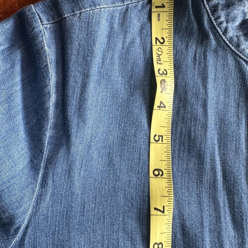 Odette Denim Shirt-Dress Flared Sleeves Eco Blue XS 100% Cotton Button-Up $322 - Picture 8 of 8